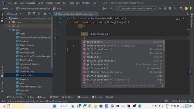 Java Exception Vs RuntimeException in Marathi.
