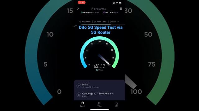 Testing Dito Telecom's 5G Speed using a 5G sim inserted in a 5G Router