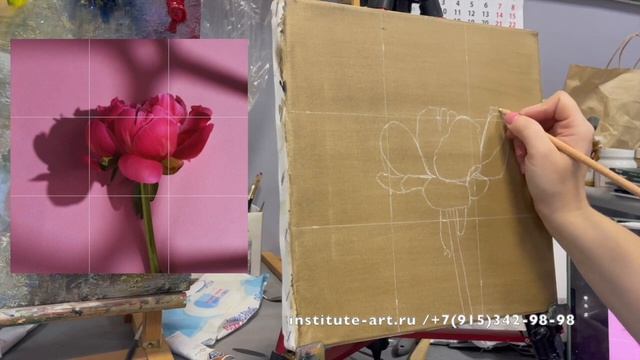 Видеоурок "Розовый пион" / Живопись маслом для начинающих с Кариной Мельгуй