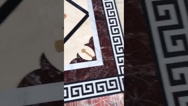 Rectangle marble floor medallion waterjet marble inlay flooring tiles