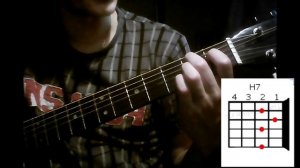 Аккорд H7 на гитаре без баррэ