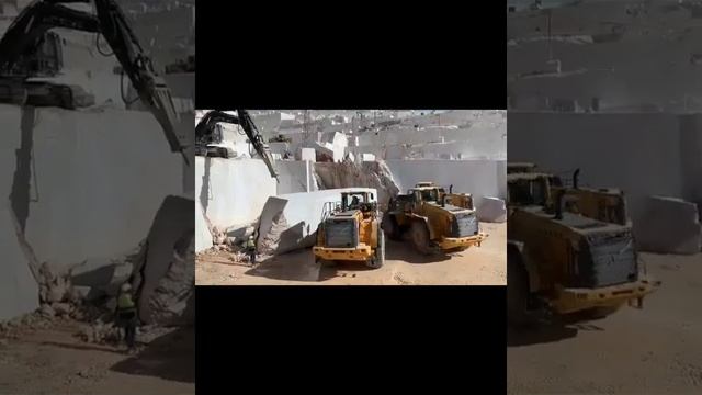 Добыча камня.Мраморный карьер. Техника для карьера.Блоки мрамора. смотреть онлайн