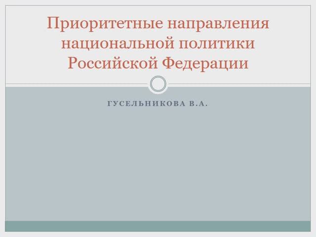 Приоритетные направления национальной политики РФ