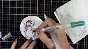 Stampendous Snowman w/ Glimmer Paste Stenciling