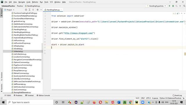Handling Alerts (Selenium Python - Session 106)
