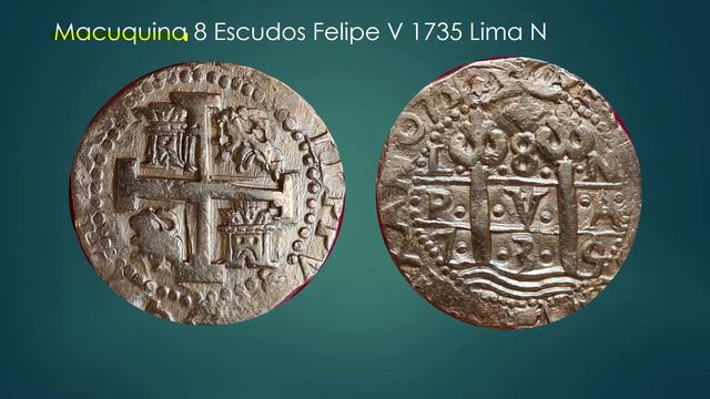 Macuquina 8 Escudos Felipe V 1735 Lima-N. Oro-Subastas.