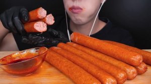 ASMR SAUSAGE SPAM CHEESY MUKBANG COOKING 대왕 소세지 먹방 치즈소스 スパム ソーセージ Sosis 咀嚼音 NO TALKING EATING SOUND