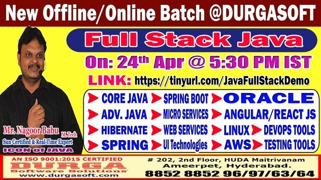 Full Stack Java Offline/Online Training @ DURGASOFT