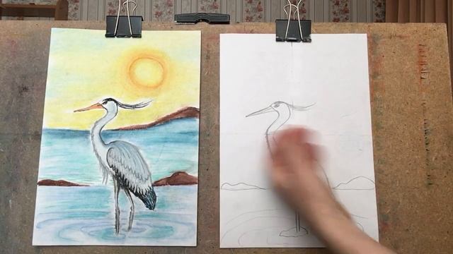 Здравствуйте. Тема «Цапля» от 31.12.20 пастель смотреть онлайн