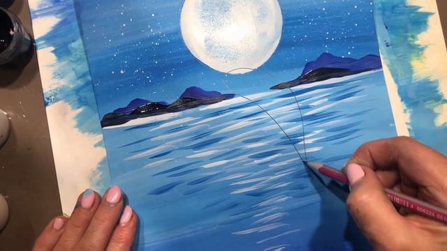 Рисуем гуашью морской пейзаж с дельфинами смотреть онлайн