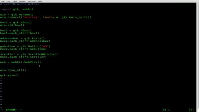 Create a Basic Webbrowser with Python GTK and Webkit - Linux