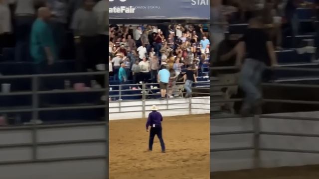 Crowd panics as bull escapes pen during rodeo at Florida state fair