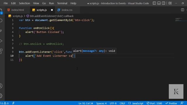 #33 INTRODUCTION TO EVENTS - JAVASCRIPT COURSE IN URDU HINDI