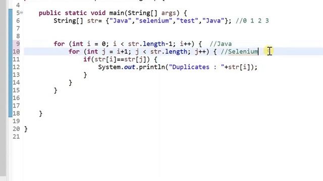 How to find duplicate elements in an array by using loop in java