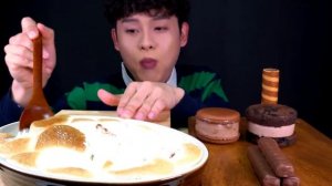 ASMR 몽실몽실 스모어딥과 트윅스 미니초코바 초코샌드 마카롱 먹방_! Roasted Marshmallow With Choco Bar Choco