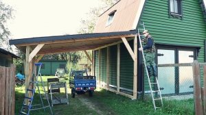 Деревенский гараж и навес стали ОДНИМ ЦЕЛЫМ !