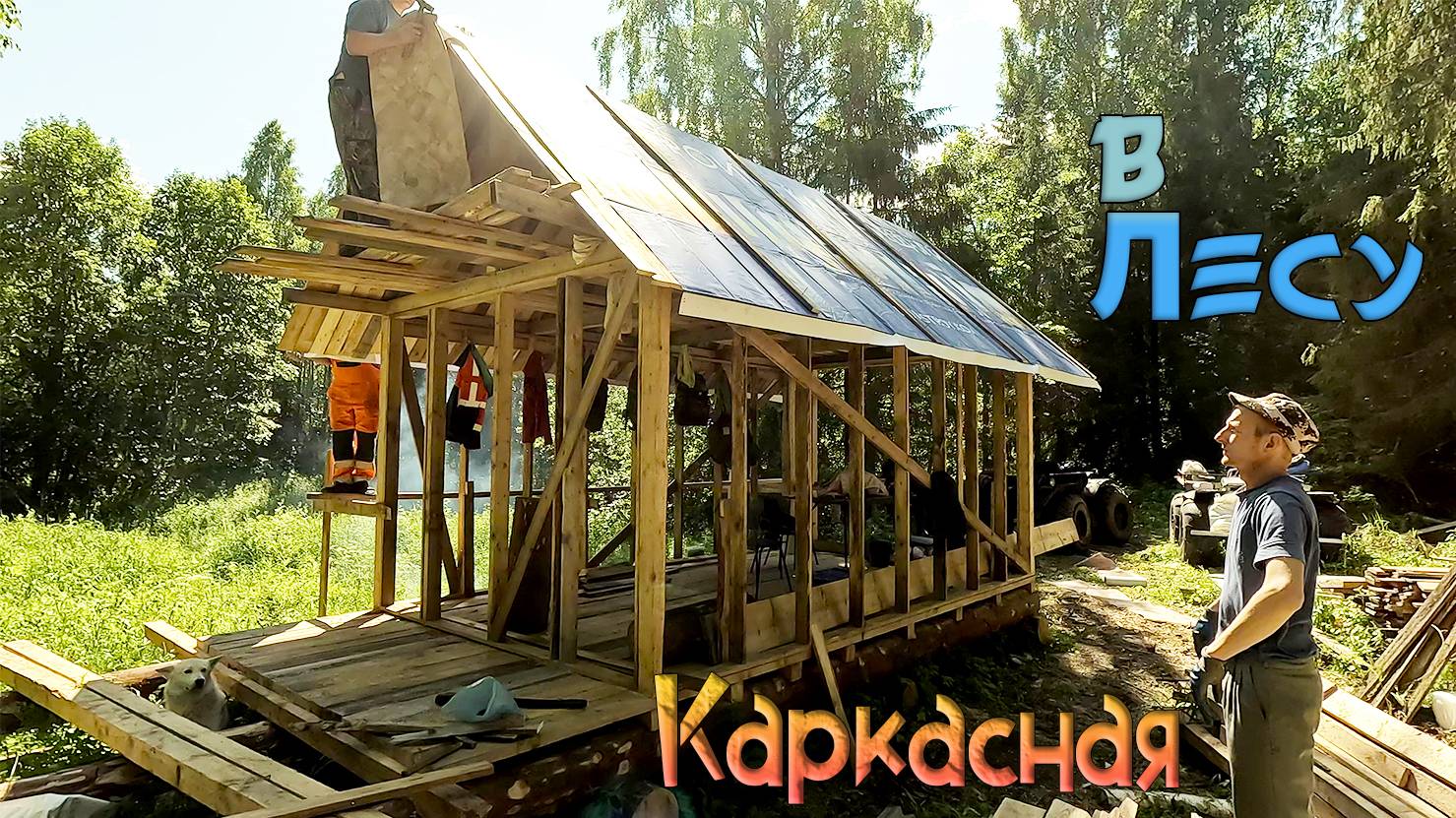 Первая в мире каркасная избушка в лесу: Едем и строим уют в лесу!