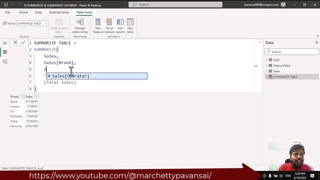DAX | Power BI | Table Manipulation | SUMMARIZE and SUMMARIZECOLUMNS Functions