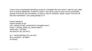 Pandas : Copy pandas dataframe to excel using openpyxl