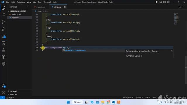 Neon Dash Loader in CSS | CSS Loader & Animations #cssloaders #cssanimation#crashcourse #css3 #html