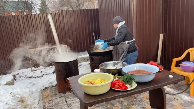 Готовим Плов и шурпа в месте с шашлыком одновременно