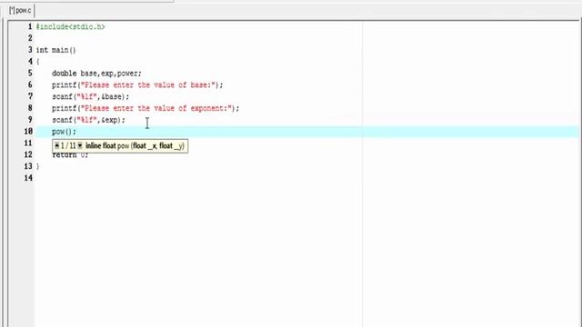 C programming - The pow() math function