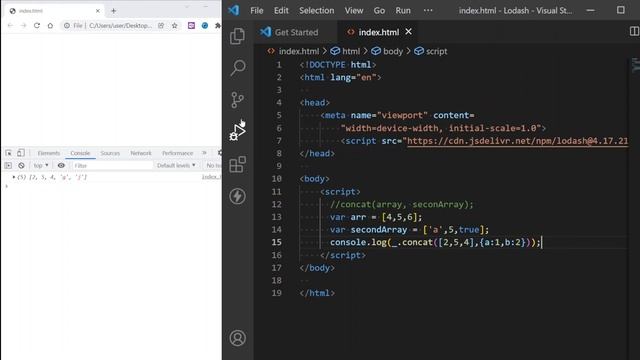 lodash concat array with object