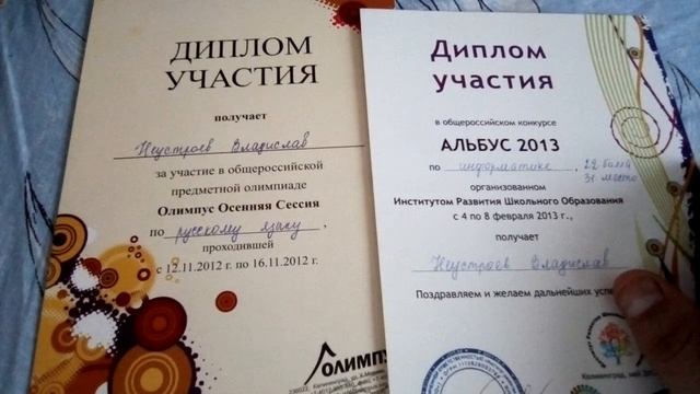 Дипломы участия за 8 класс