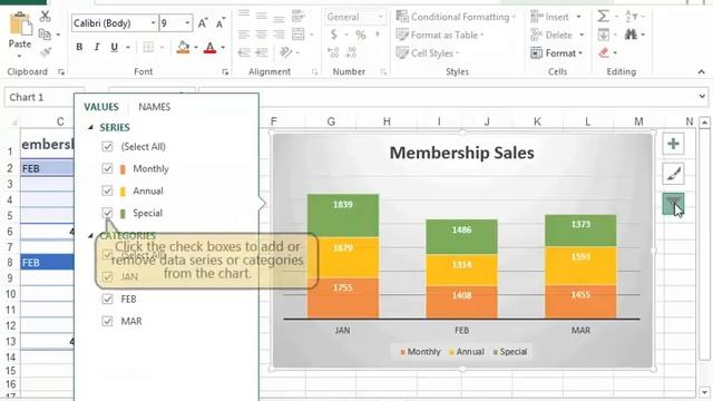 Filtering Chart Data in Microsoft Excel 2013 (Lesson 5.10) смотреть онлайн