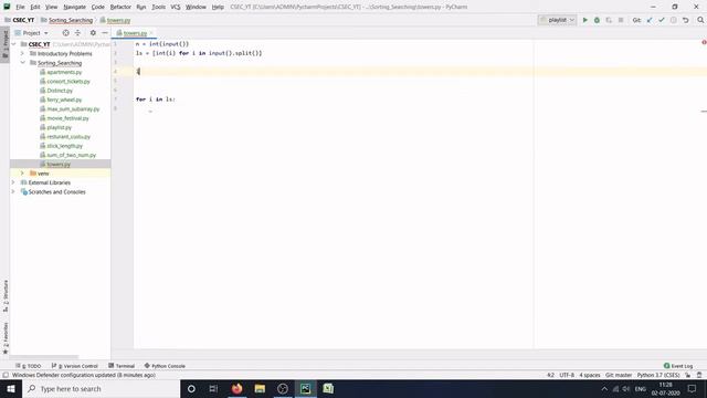 PYTHON Towers Algorithm - CSES Sorting and Searching #11