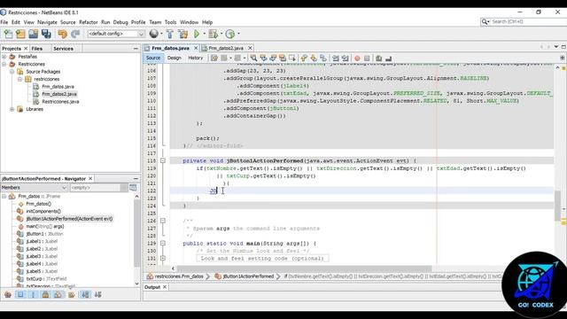 Completar y no dejar varios campos de texto vacios en JTextField / JAVA смотреть онлайн