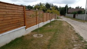 Красивый деревянный забор с цоколем для дачи и загородного дома