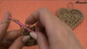 Вязание крючком из джута брелка СЕРДЕЧКО