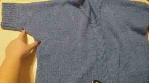 ГОЛУБАЯ НЕЖНОСТЬ//Джемпер с цельновязанным рукавом//Обзор готового изделия//Как я его вязала