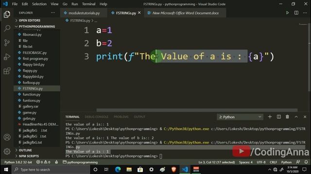 #40 Fstrings in Python || Python Tutorials in Tamil|| #CodingAnna