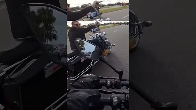 Drunk Harley Rider Harrases Sportbike | Footage Credit: @VinCode17