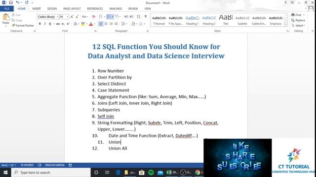 Data Analyst Interview Questions| Data Science Interview Questions| SQL Interview Questions
