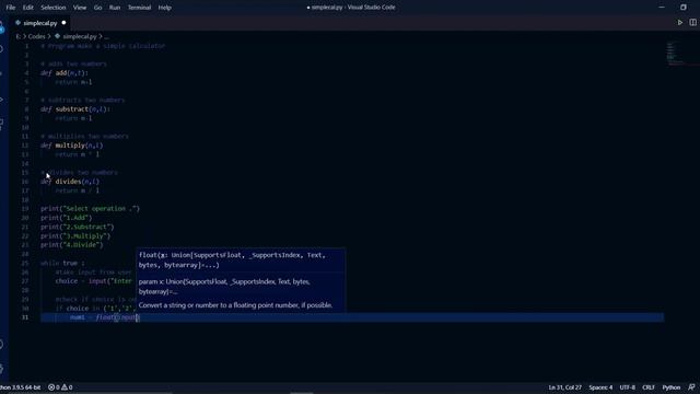 Simple Calculator | Python Program | Python Tutorial |  Yes I Can Do