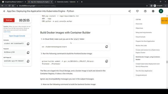 App Dev: Deploying the Application into Kubernetes Engine - Python Qwiklabs