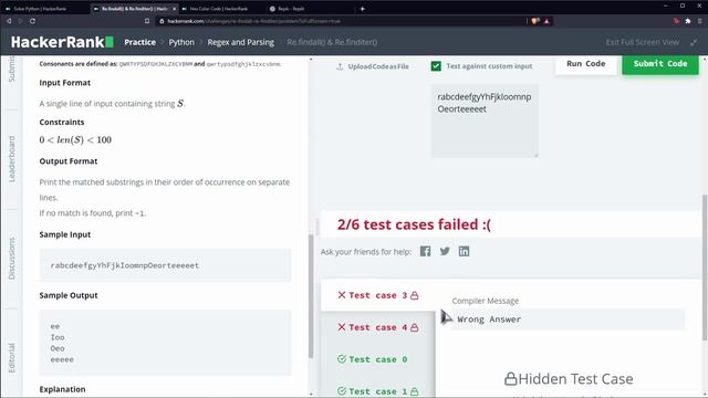 Python Ejercicio: 1117 HackerRank Encontrar Ocurrencias de Dos Vocales Contiguas con una RegEx смотреть онлайн