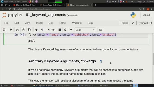#61 Keyword Arguments And Arbitrary Keyword Arguments In Functions In Python  | Tech Blooded