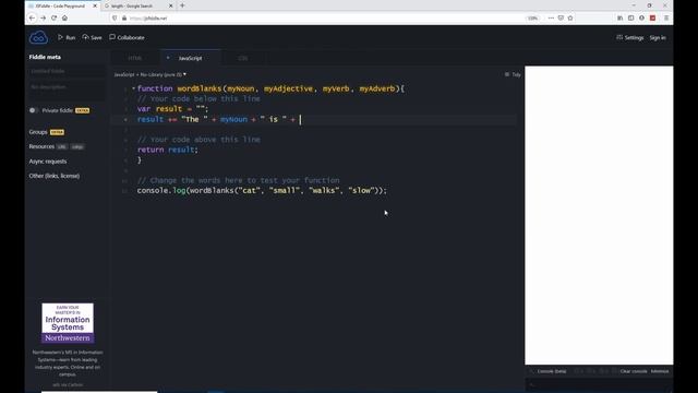 2020 Javascript Full Tutorial Part #27 - Word Blanks