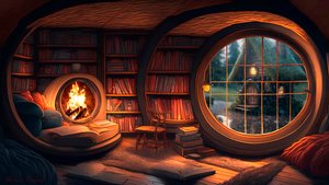 ? Шум дождя пение птиц и треск дров в уютной хижине хоббита ☔️ Атмосфера сказки в норе хоббита ?