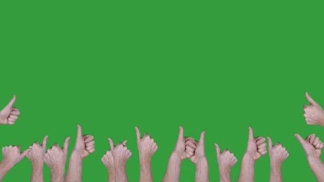 Лайки из рук Палец вверх Футаж для видео монтажа на Зеленом фоне Хромакей HD 4K смотреть онлайн