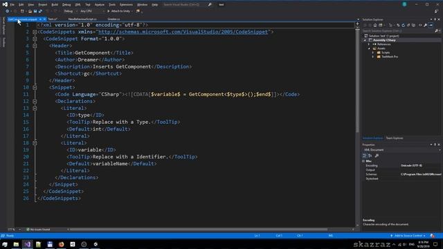 Полезности для Visual Studio  Создание сниппета  Примеры сниппетов для Unity
