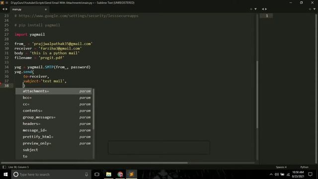 Send emails with attachments using python | yagmail | python email automation | #pyGuru
