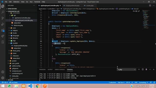 CRUD-5: RESTful API in codeigniter 3.x | Update data into db using PUT Method Rest API postman Auth