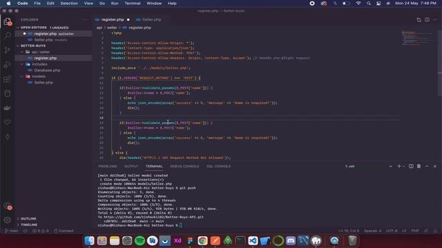 Flutter Shopping App Tutorial 9 - Preparing the Backend in PHP -Register Seller Api