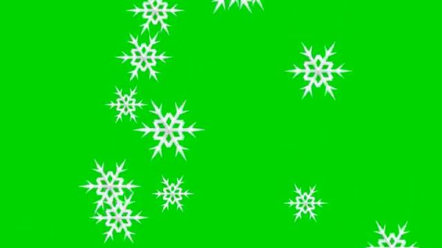 ФУТАЖИ - СНЕЖИНКИ- на зеленом фоне- ДЛЯ ВИДЕОМОНТАЖА смотреть онлайн