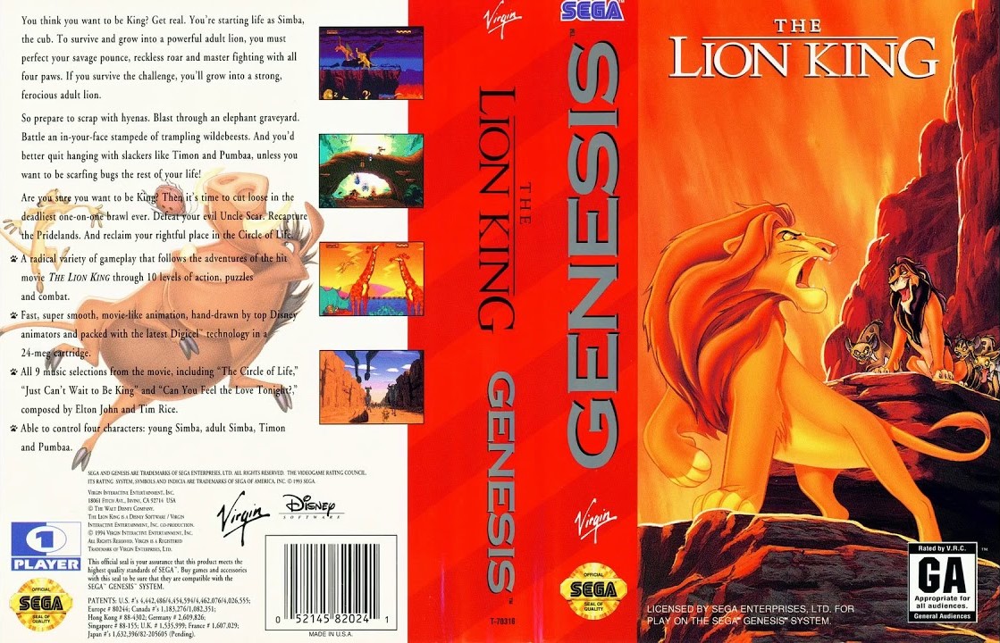 Sega Mega Drive 2 (Smd) 16-bit The Lion King 1 Прохождение